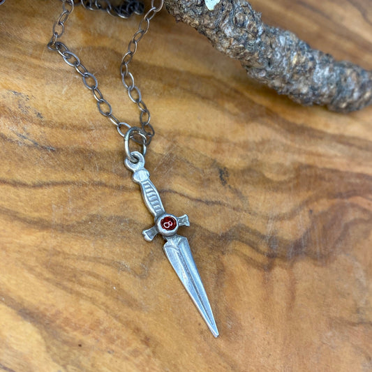 Garnet Dagger Necklace