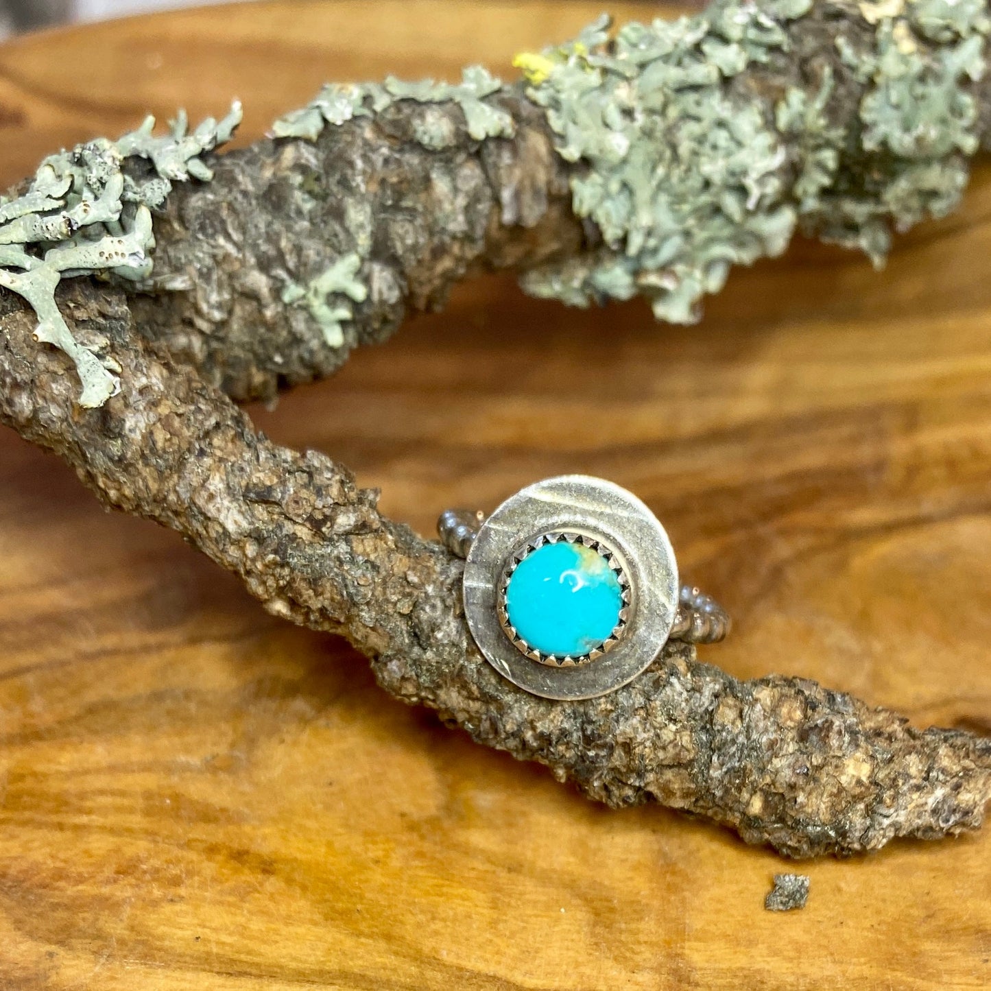 Round Turquoise Stacker Ring Size 5 1/2