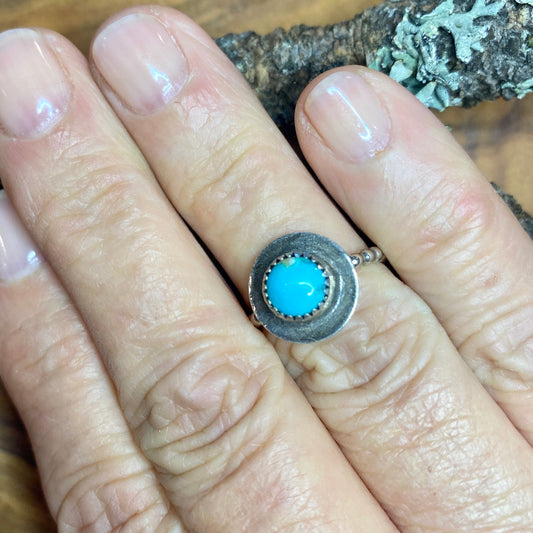 Round Turquoise Stacker Ring Size 5 1/2