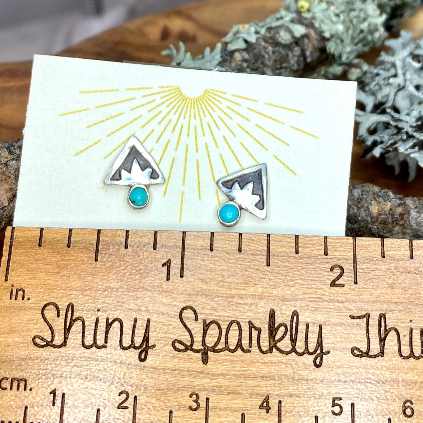 Triangle Mountain Studs with Turquoise