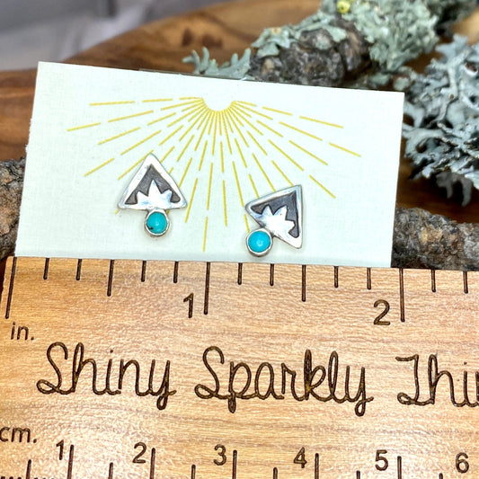 Triangle Mountain Studs with Turquoise