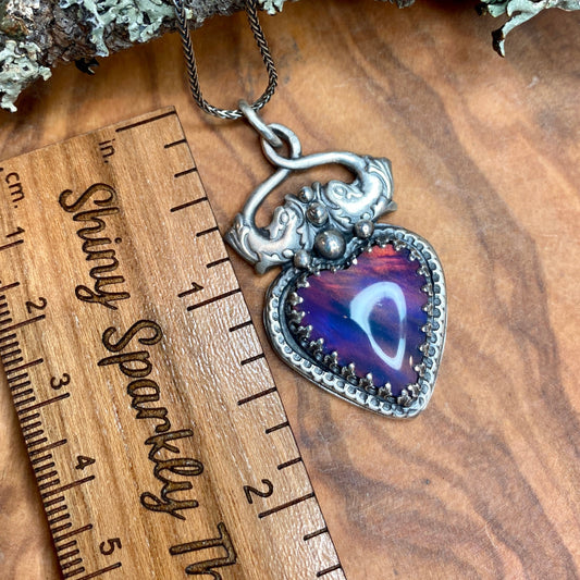 Dark Aurora Opal Heart Pendant